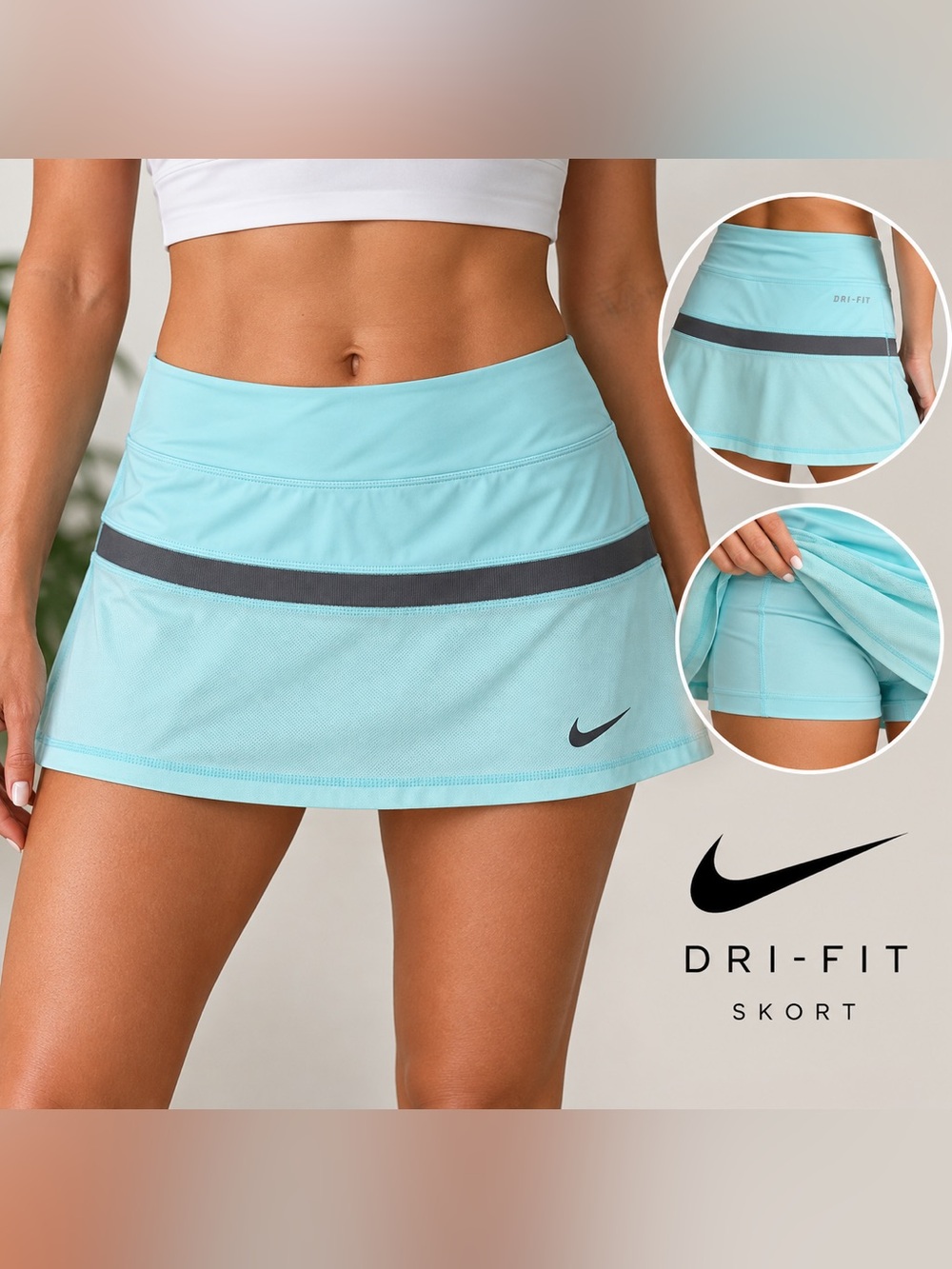 Nike Dri-FIT Tennis Skort Women’s M Aqua Blue Built-In Shorts